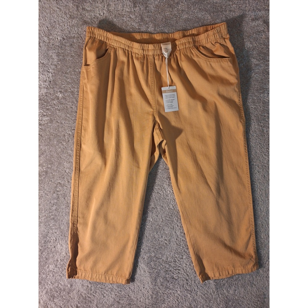 NWT Basel Womens Capri Pants Size 16 Comfort Waist Crop Casual Gold Tan Casual